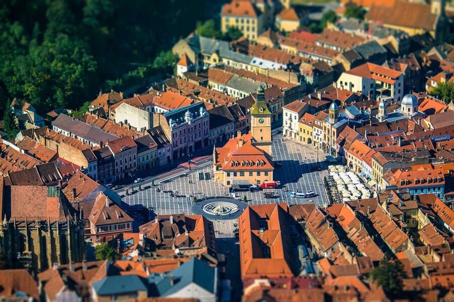 Transylvania's Trail: Sibiu, Bran Castle, Brasov, Sighisoara - Brasov after dark and a central hotel